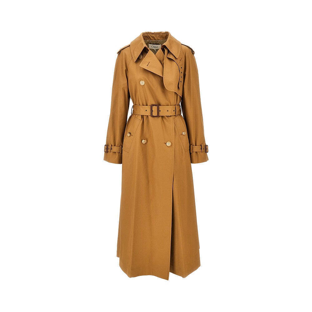 Chloe' Gabardine Trench Coat With Leather Details